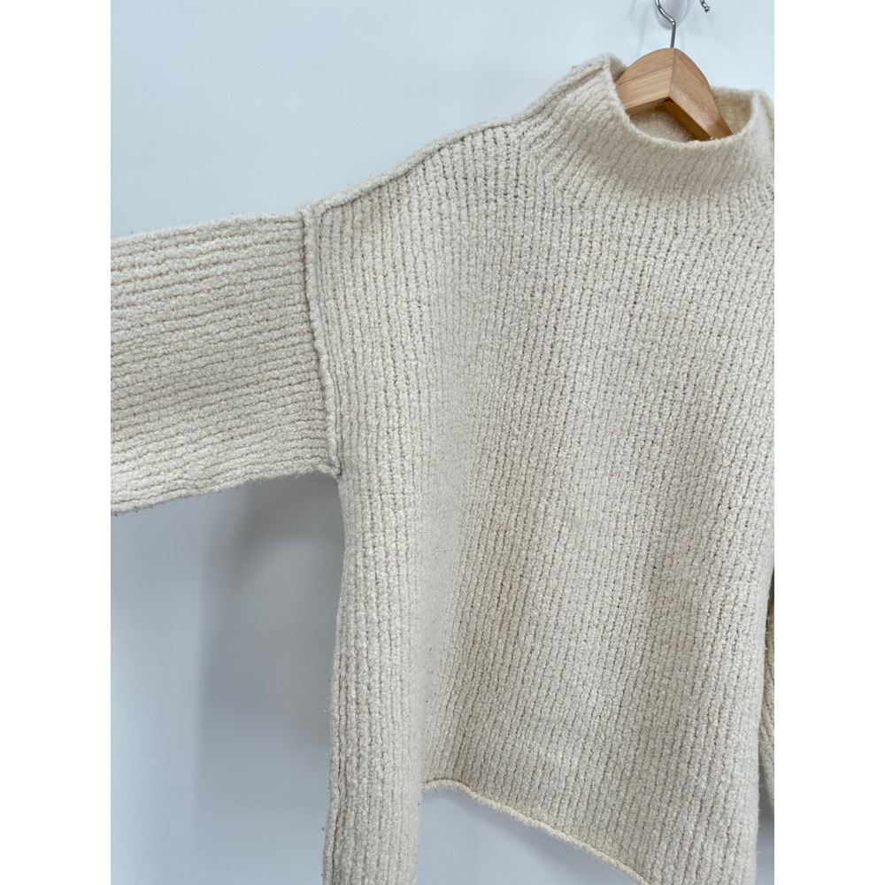 Lauren Manoogian Raw Turtleneck Sweater Cream Merino Wool Oversized Boxy‎ Size 1 - Picture 4 of 9